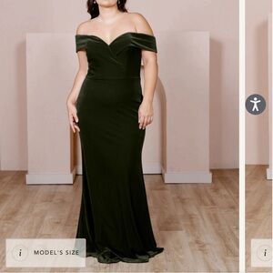Revelry Bardot velvet dress green size 12